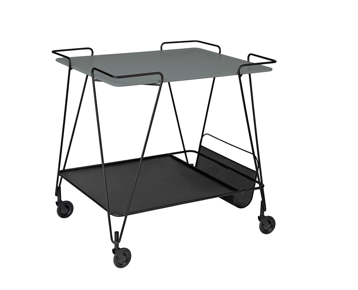 Matégot Rectangular Trolley, Top Rainy Grey