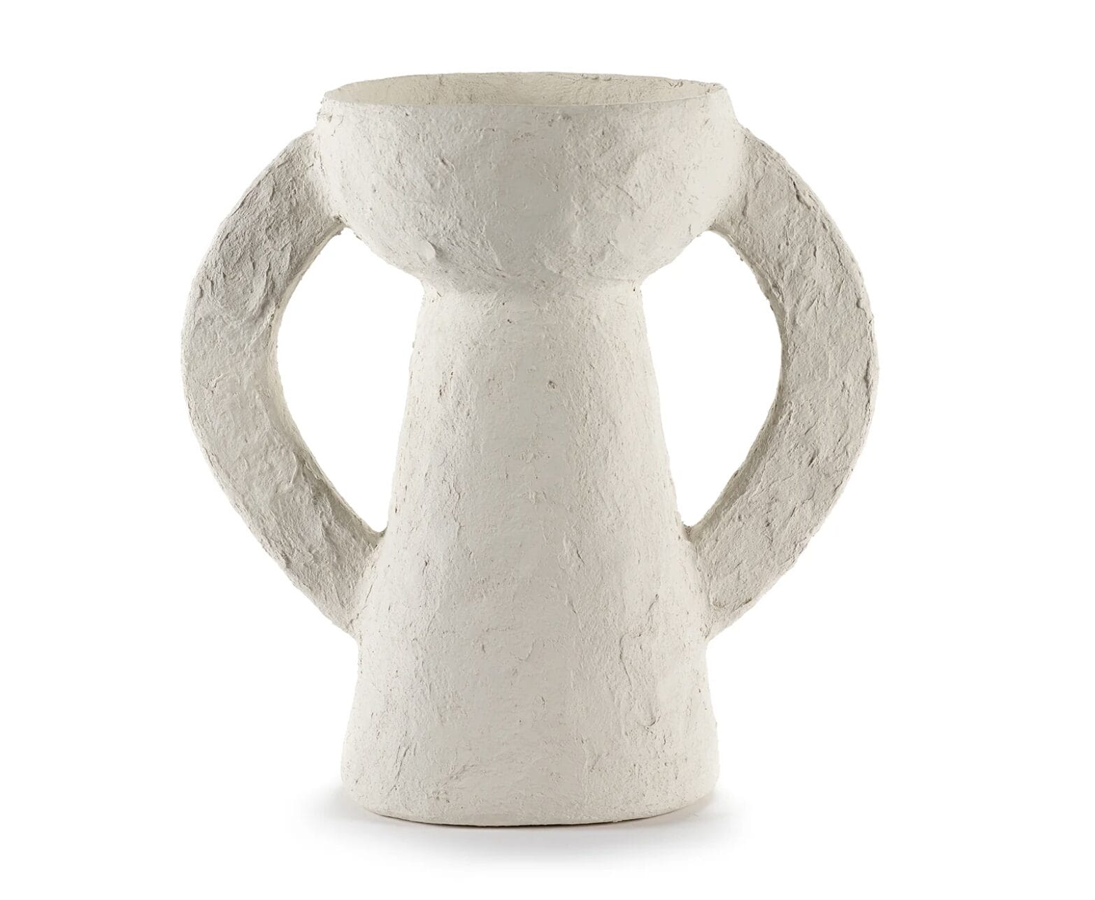 Vase Earth L, White, Paper Mache