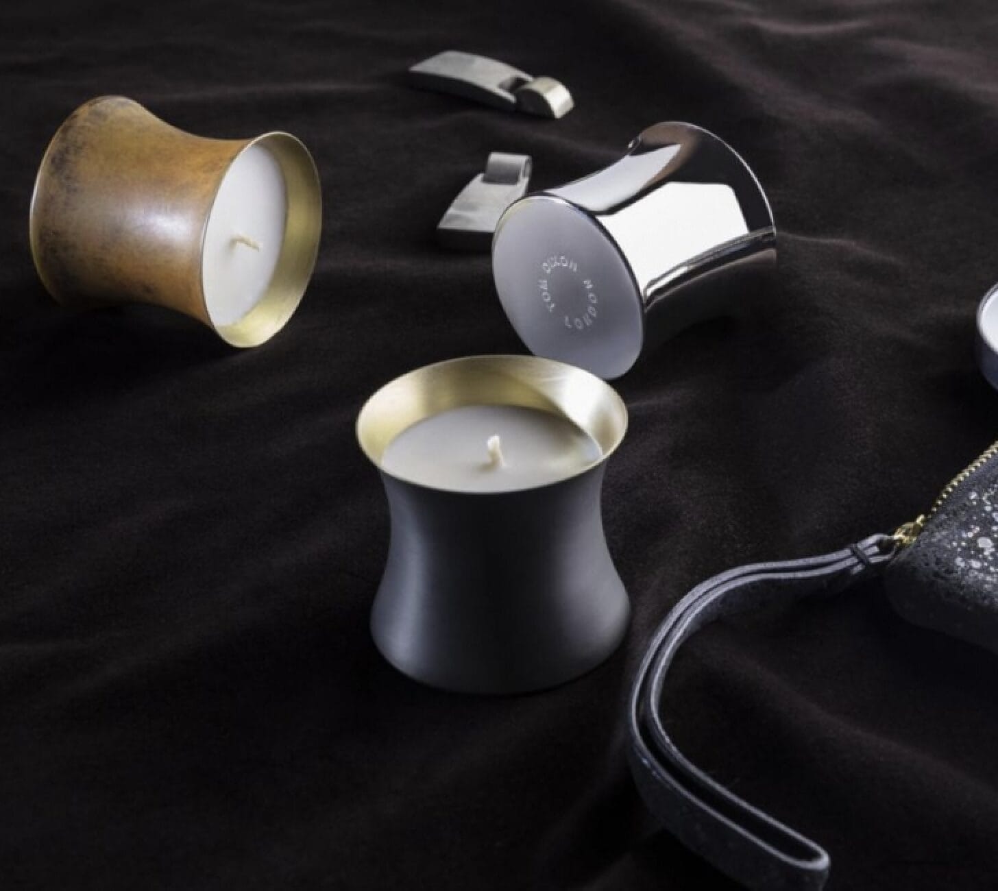 Alchemy Candle Medium, Matt Black & Brass