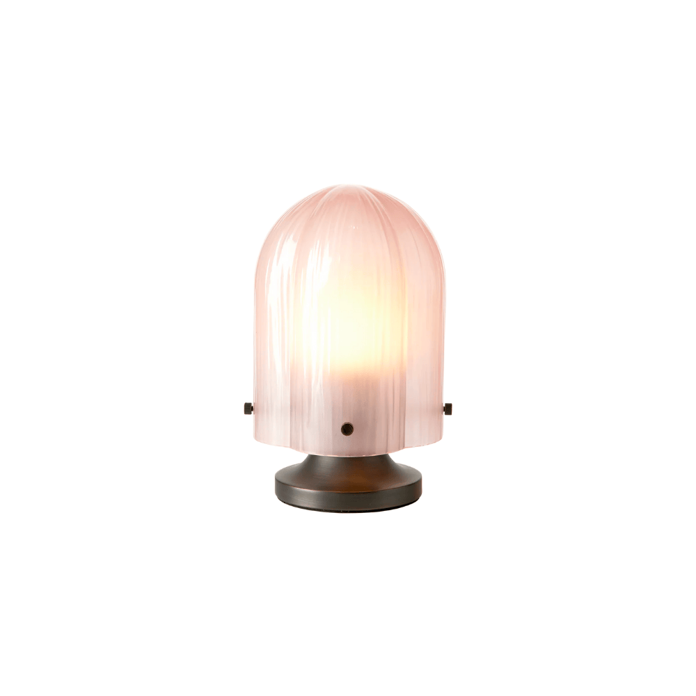 Seine Table Lamp, Antique Brass, Coral glass