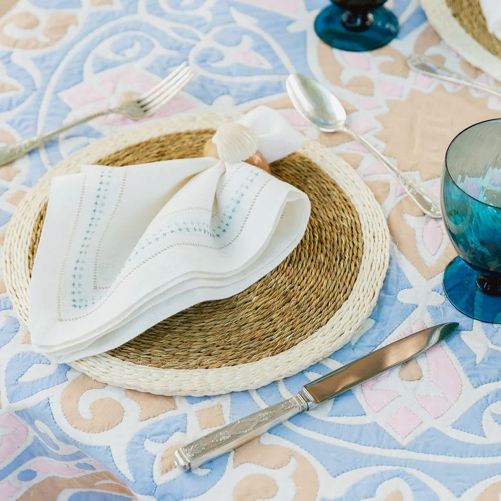 Shashiko Napkin, Taupe/Coral, 50 x 50 cm - Image 4