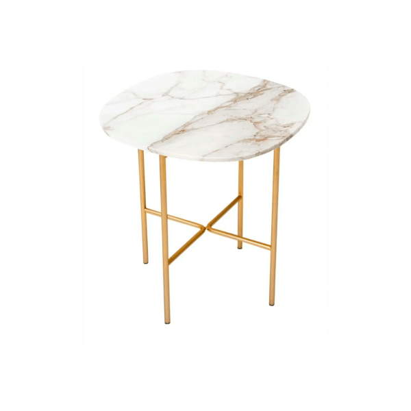 Soap Table, White Calacatta Marble T31,  Matt Champagne Gold T25 , L54 x P54 x H54 cm