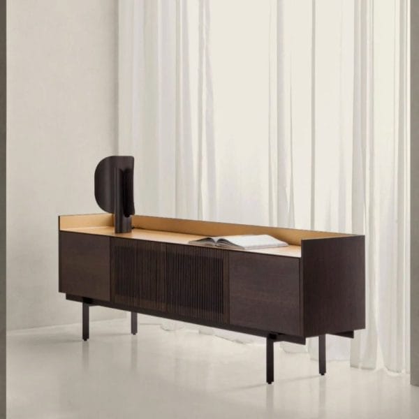 Stockholm Sideboard, 4 Doors, Special Colour, Bronze Aluminum, Grey Stained Oak - Image 2