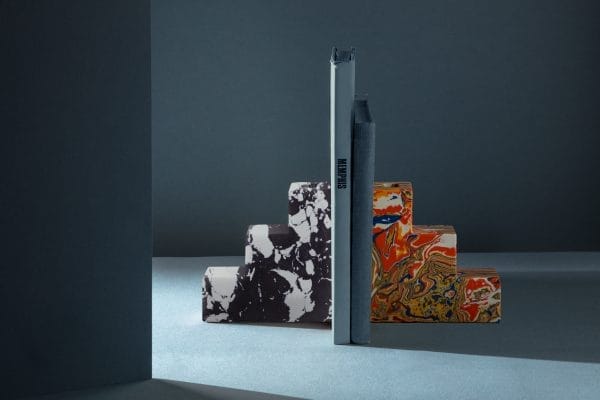 Swirl Stepped Bookends (Set of 2), Marble powder, Polished Multi Color - Image 2
