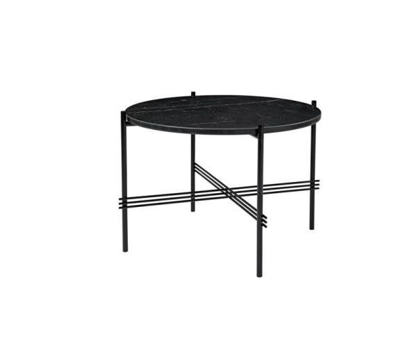 TS Coffee Table, Top Black Marquina Marble, Ø55 cm