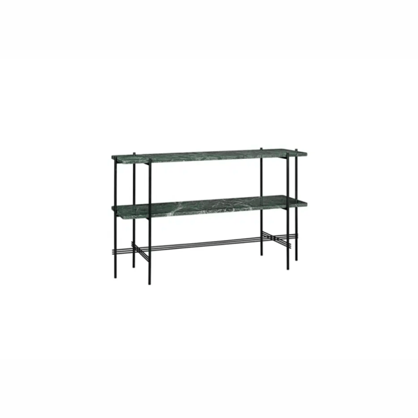 TS Console, 2 Racks, Top Grey Emperador Marble, Base Black
