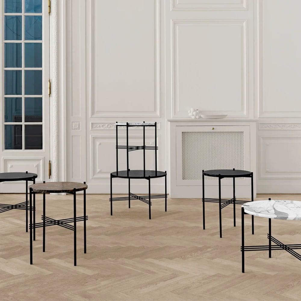 TS Side Table, Top Grey Blue Glass, Ø40cm - Image 2