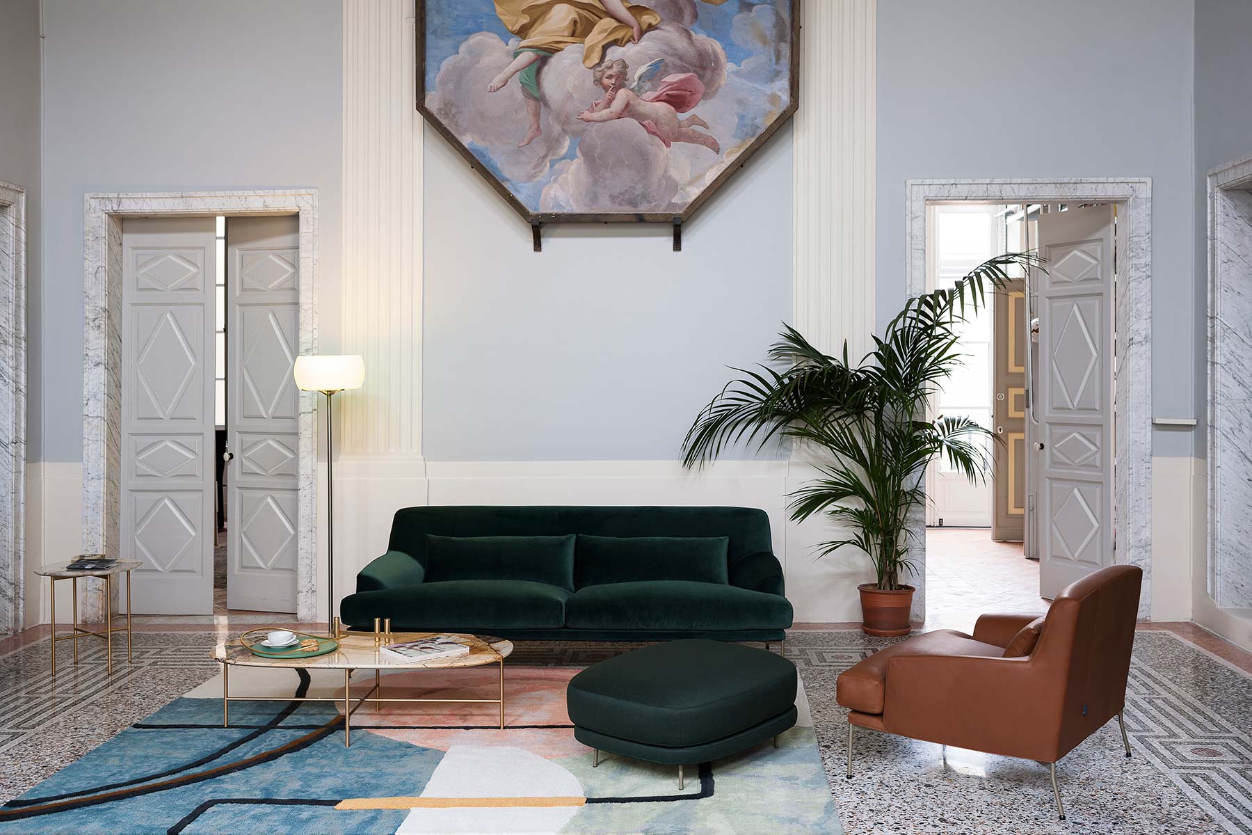 Soap Coffee Table, Sahara Marble Top T74, Antistain Treatment, Grey Painted Base - Image 4