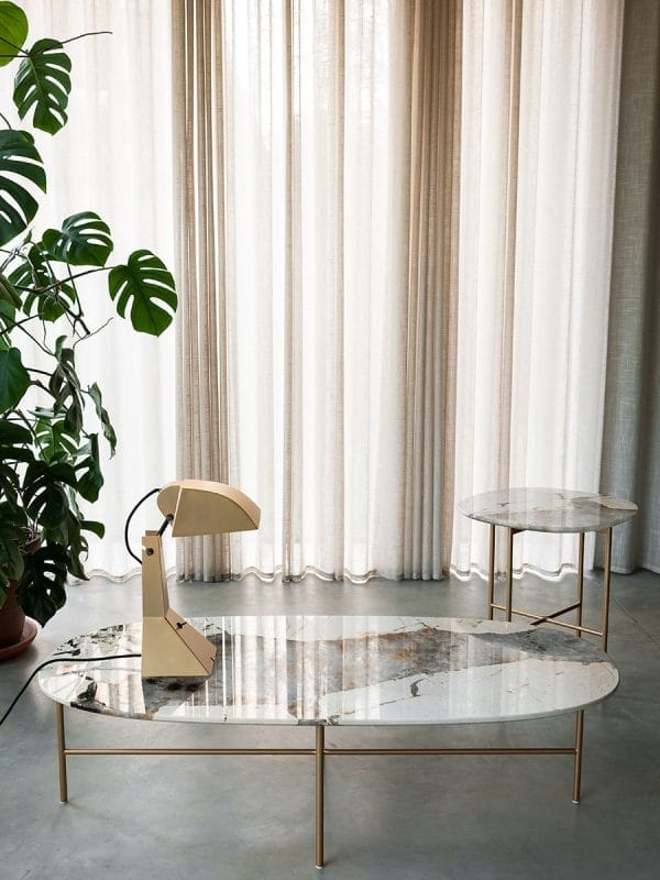 Soap Table, White Calacatta Marble T31,  Matt Champagne Gold T25 , L54 x P54 x H54 cm - Image 3