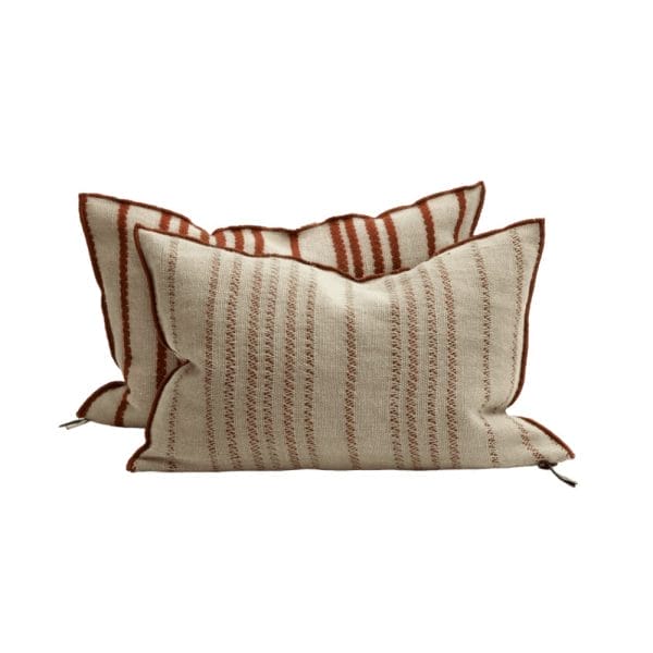 Toile de Myre Brodée 290 Cushion, Rayure Argile, 40 x 60 cm