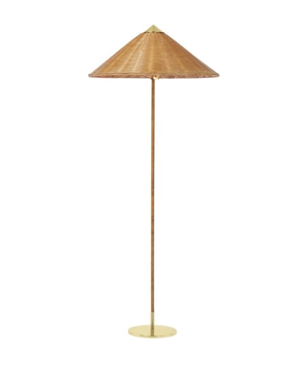 9602 Floor Lamp, Wicker Willow & Brass - Image 3