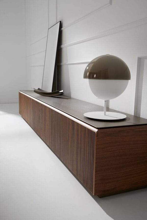 Stockholm Sideboard With 4 Horizontal Doors , Siena Grey Stained Oak, Top: Bronze Anodized Aluminium - Image 2