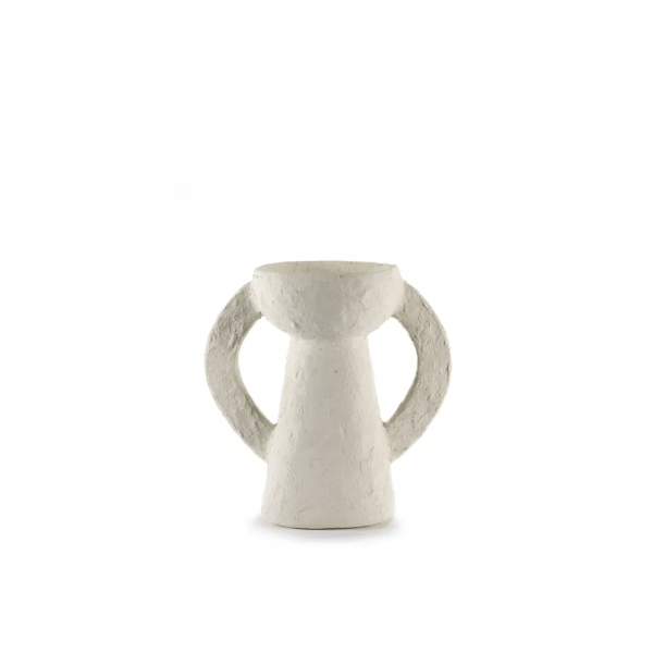 Vase Earth L, White, Paper Mache