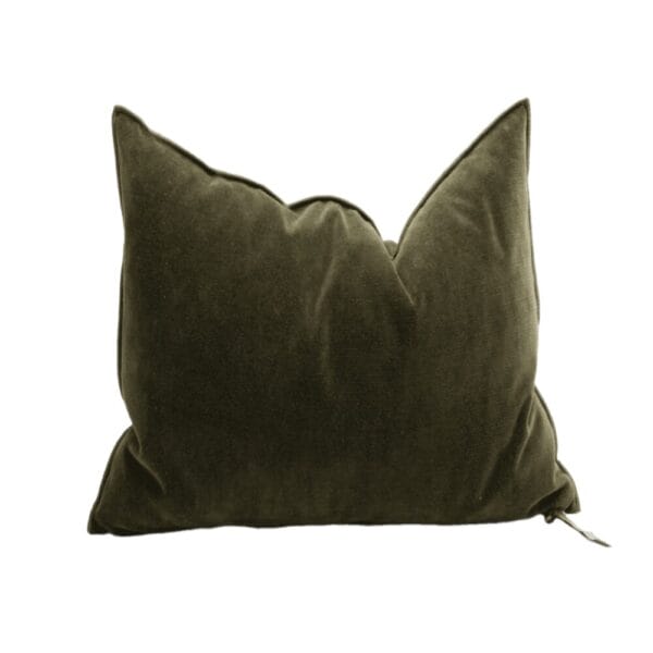 Velours Vintage Cushion, Kaki, 65 x 65 cm