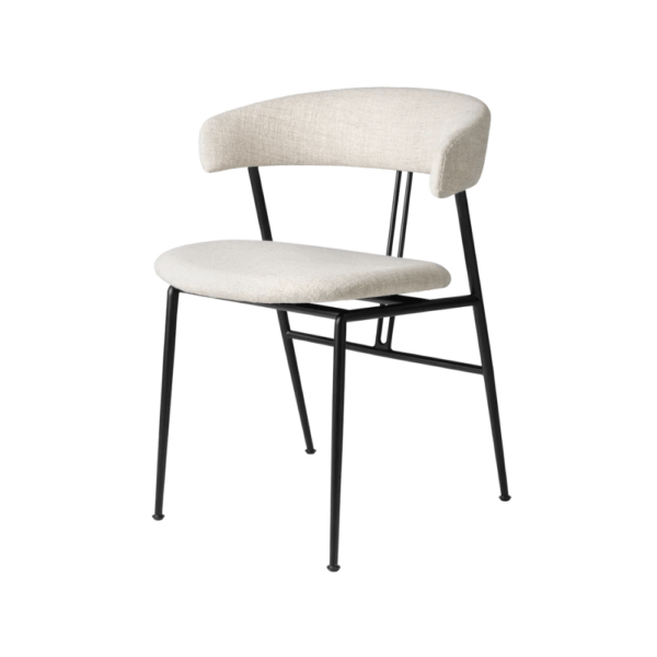 Violin Dining Chair, Base Black matt, Fully Upholstered Ascendent JAB Chivasso, Felt Glides