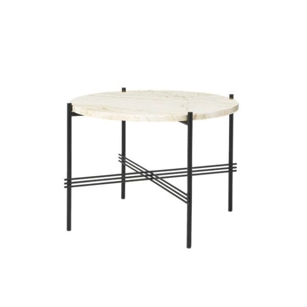 TS Coffee Table, Top Neutral White Travertine, Ø55 cm