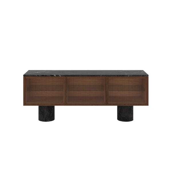 Rio 300 Super Matt Walnut, Top Matt Marquina Marble, 180cm - Image 2
