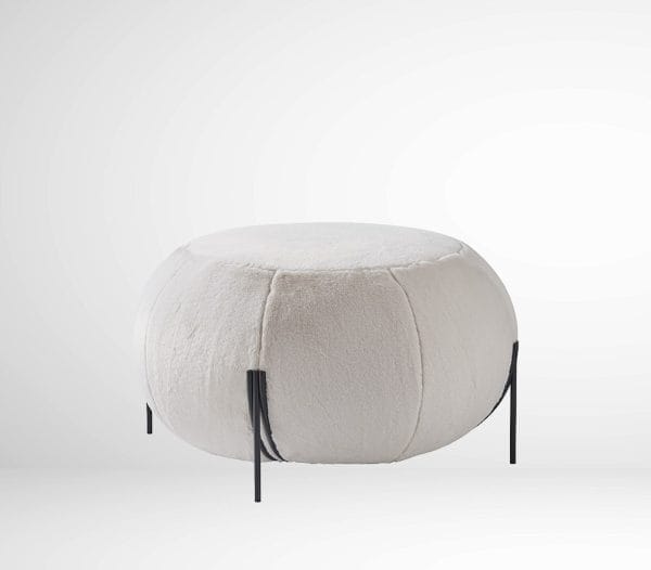 Geo Pouf Small, Drawin Col. 07, Cat. Extra, 60 x 60 x H38 cm & Geo Pouf Base, Small, Grey RAL 7021, 64 x 64 x H24 cm