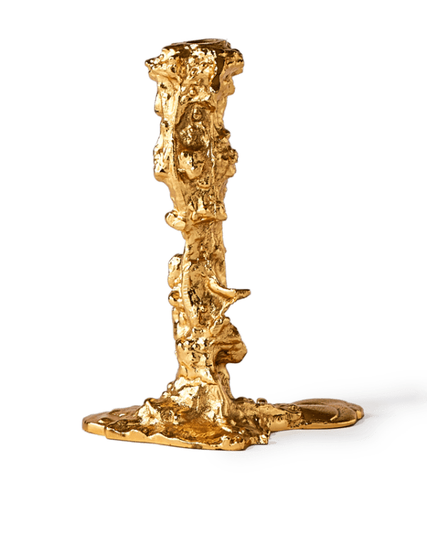 Drip Candle Holder L, Gold, L11 x W18 x H25 cm