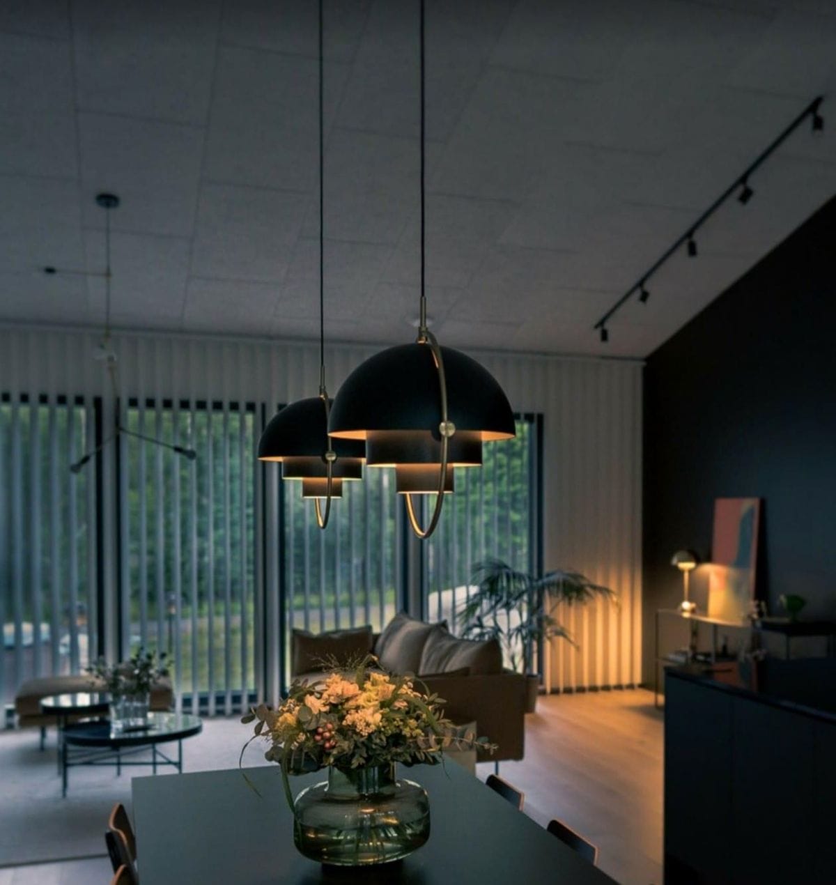 Multi-Lite Pendant, Shade Black Brass, Base Black Brass