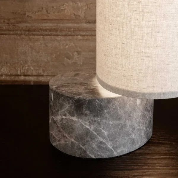 Unbound Floor Lamp, UK, Shade: Canvas, Base: Grey Marble, H80 cm - Image 2