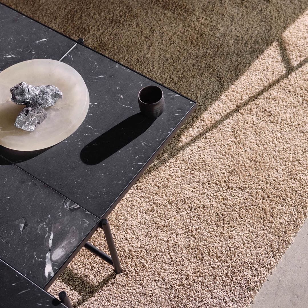 Coffee Table 90, Top: Set of Black Marble, Frame: Black/Brass, Square 45.7 cm