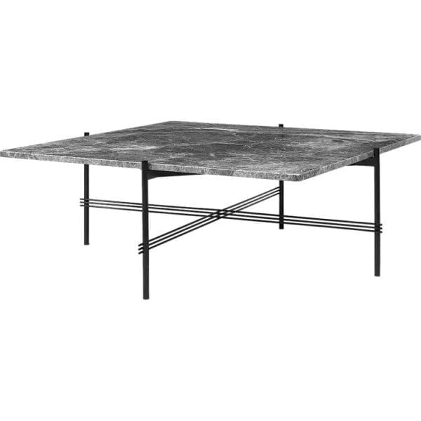 TS Coffee Table, Base Black, Top Grey Emperador Marble, Square