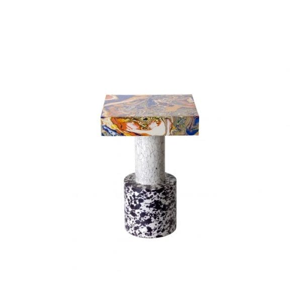 Swirl Side Table Medium, Marble Powder, Resin