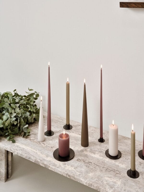Candle Plates, Black, Matt, Ø12 cm