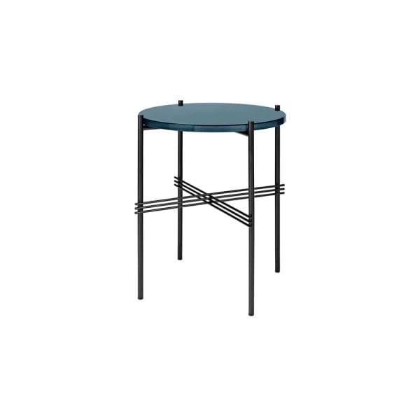 TS Side Table, Top Grey Blue Glass, Ø40cm