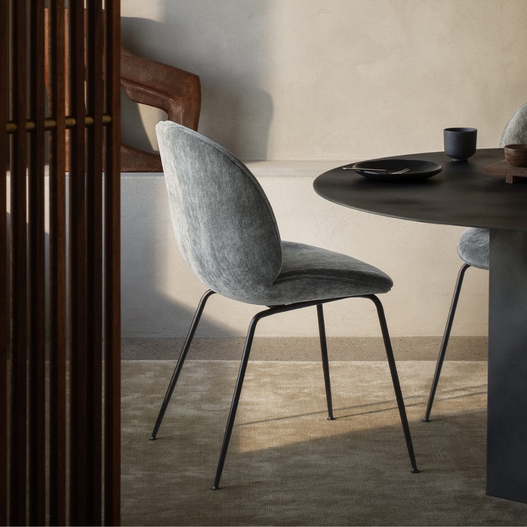 Beetle Dining Chair,Front & Back Upholstery, Black Matt