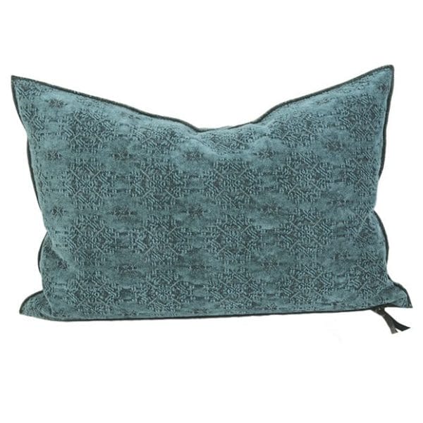 Jacquard Stone Washed Cushion, Kilim Canard, 40 x 60 cm