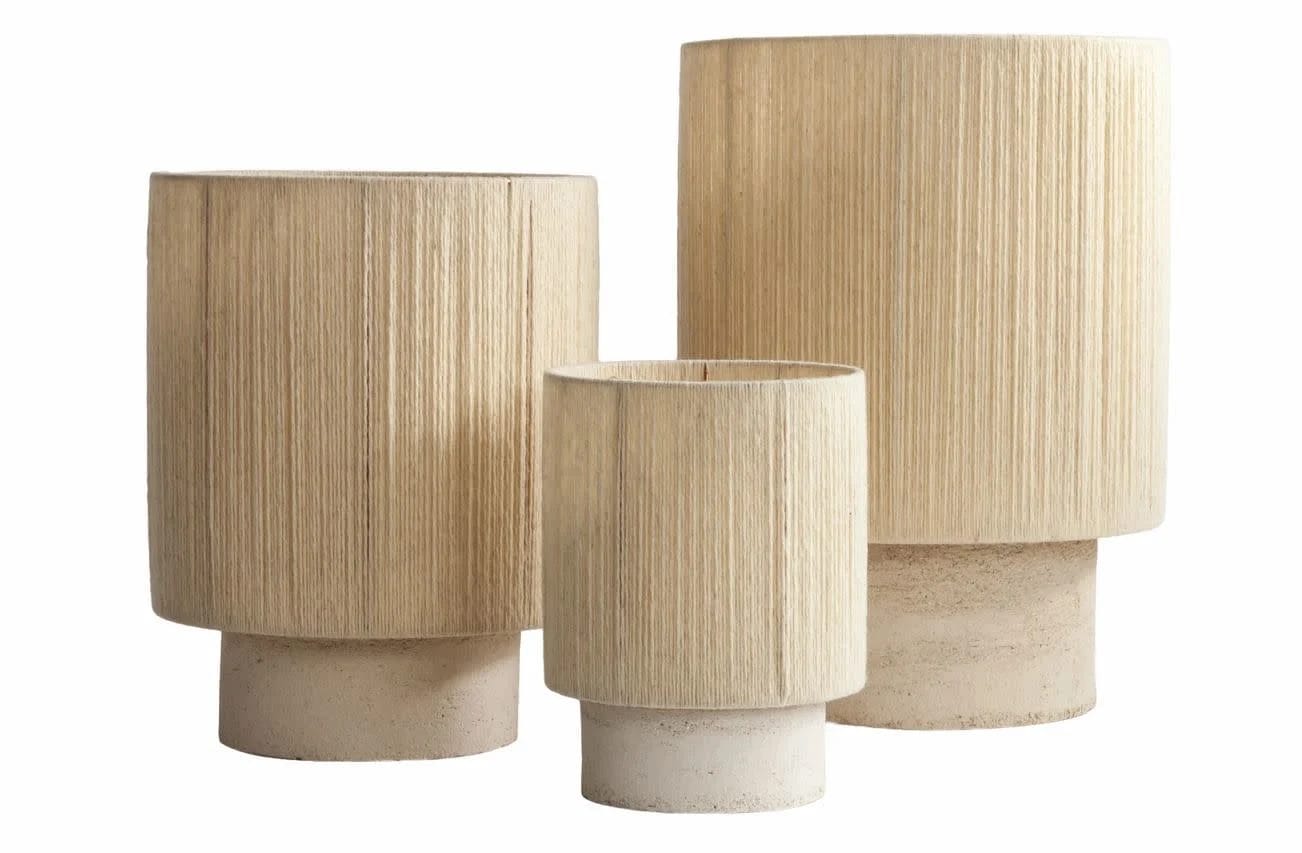 Kalè Lamp, Jute Natural, Sandstone Argile Blanche, L (Base 25x13), Lamp Shade 35x35 - Image 3