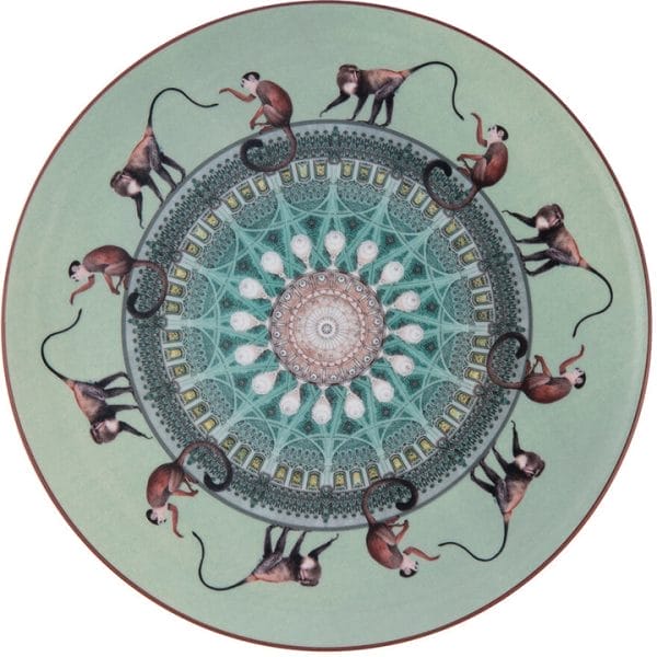 Costantinopoli Line, Decorative Porcelain Plate, Monkeys, Ø21 cm