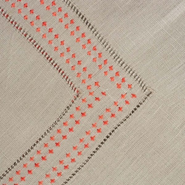 Shashiko Napkin, Taupe/Coral, 50 x 50 cm - Image 2