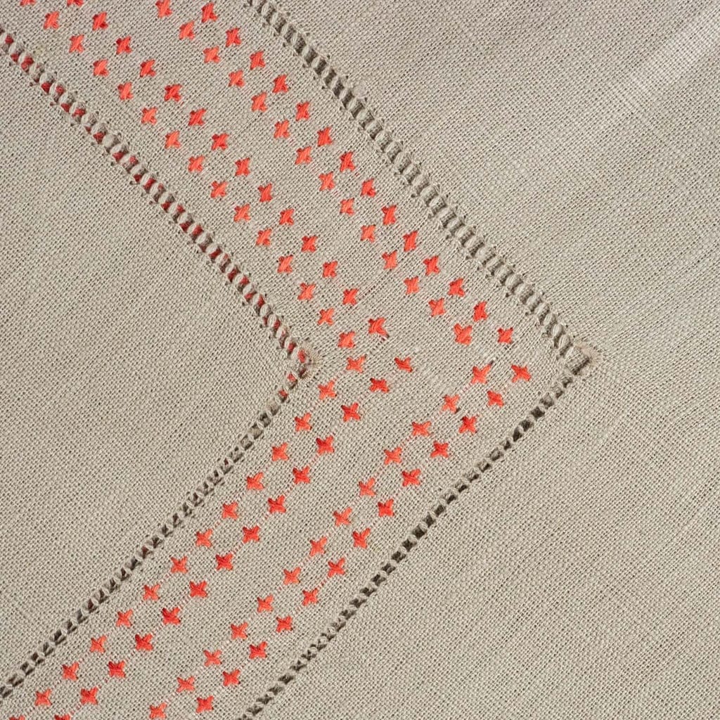 Shashiko Napkin, Taupe/Coral, 50 x 50 cm