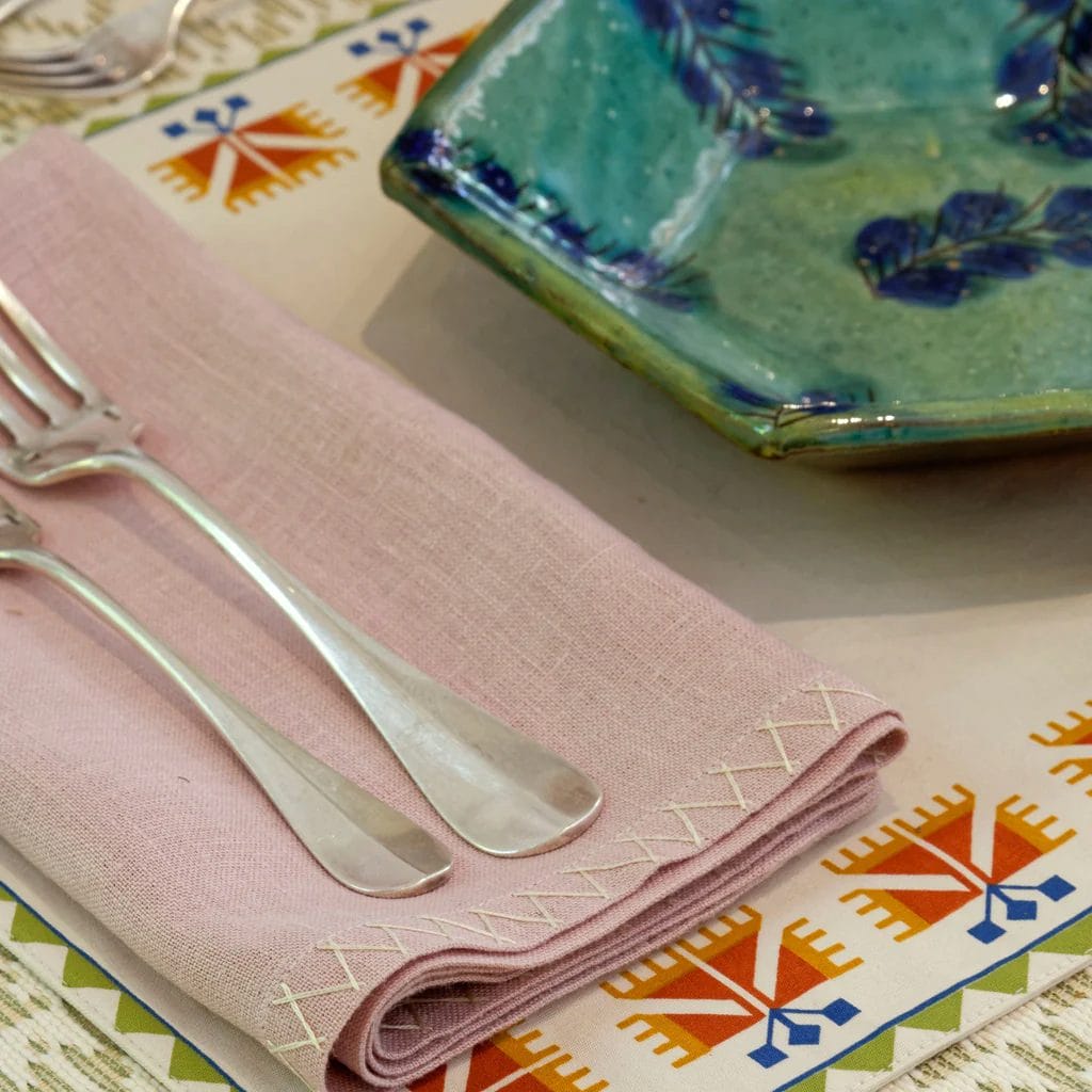 Julia Napkin, Teal – 46 x 46 cm