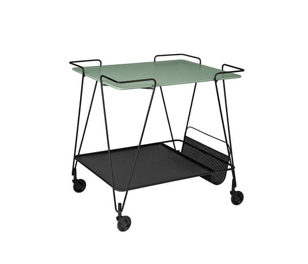 Matégot Rectangular Trolley, Top Dusty Green