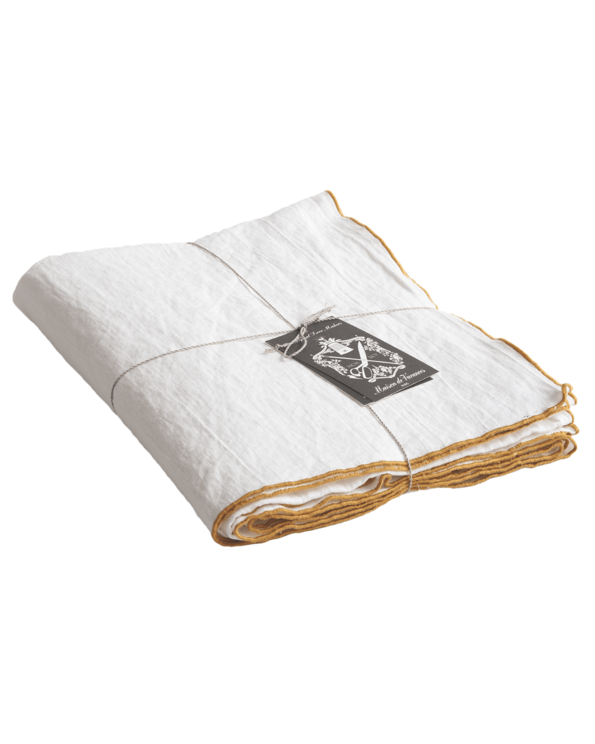 Toile Mimi Napkins, Blanc/Bourdon Ocre, 45 x 45 cm