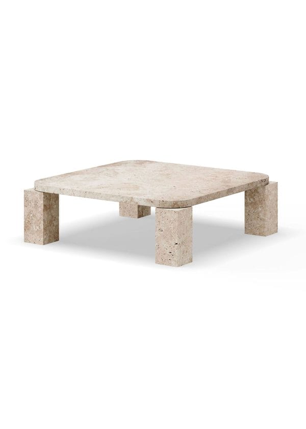 Atlas Coffee Table, Unfilled Travertine