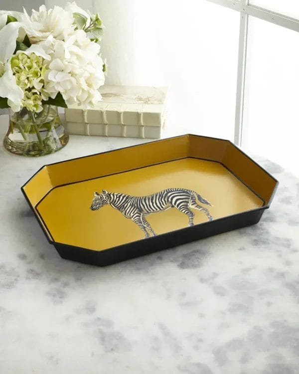 Fauna, Handpainted Decorative Iron Tray, Zebra, 43 x 30 cm - Image 2
