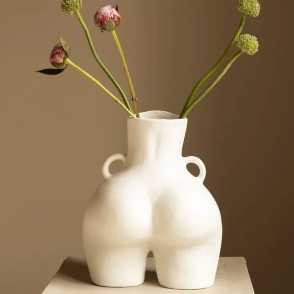 Love Handles Vase, Earthenware, Matte White - Image 4