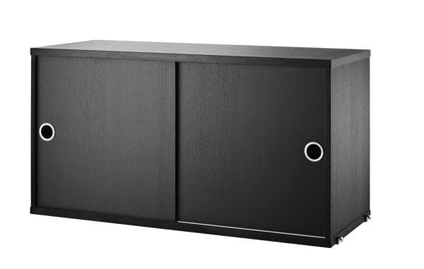 String, Cabinet with sliding doors, Black stained ash, 78x42x30 cm