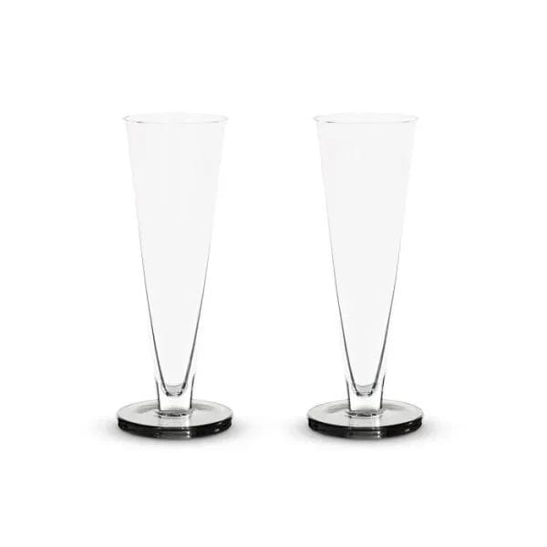 Puck Flute Glass, Clear Smoke (Set of 2) - Image 2