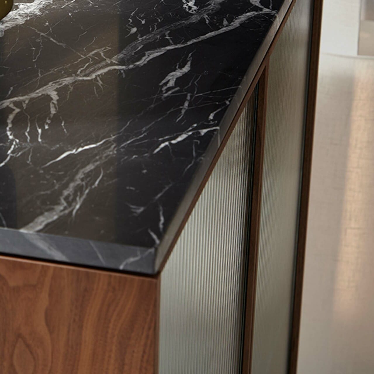 Rio 300 Super Matt Walnut, Top Matt Marquina Marble, 180cm