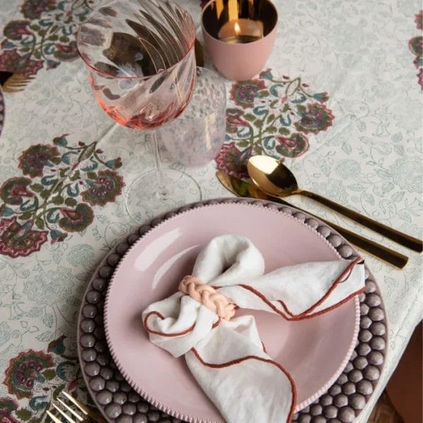 Toile Mimi Napkins, Blanc/Bourdon Argile, 45 x 45 cm - Image 2