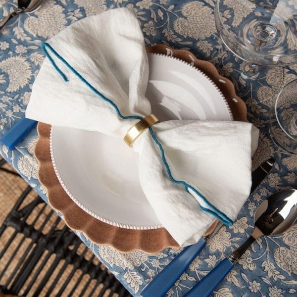 Toile Mimi Napkins, Blanc/Bourdon Canard, 45 x 45 cm - Image 2
