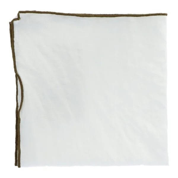 Toile Mimi Napkins, Blanc/Bourdon Kaki, 45 x 45 cm