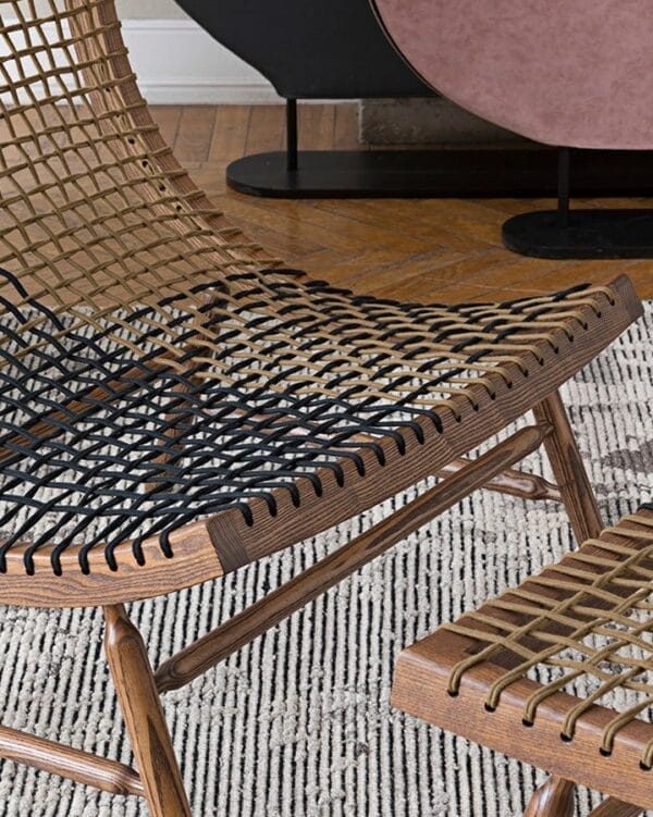 Sitar Armchair, Walnut Can. Ropes/Black