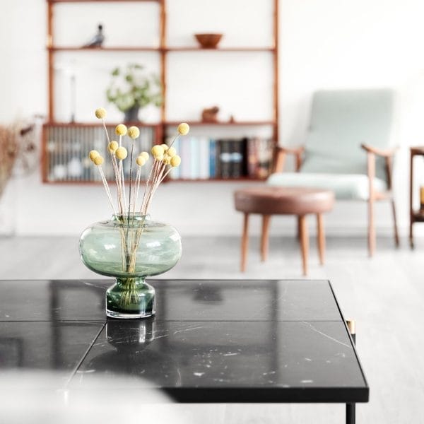 Coffee Table 90, Top: Set of Black Marble, Frame: Black/Brass, Square 45.7 cm - Image 3